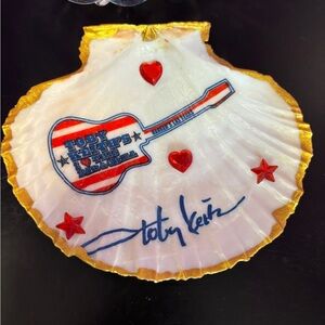 Hand crafted decoupage trinket Shell with Guitar and Signature Design.